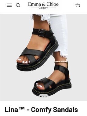 Black Platform Ankle-Strap Sandals